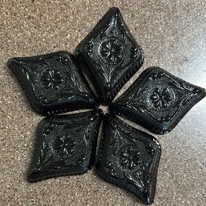 Indiana Glass Black Diamond-Shaped Dishes Set